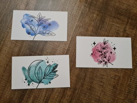 Watercolor Plantjes - Set van 3 Minikaartjes