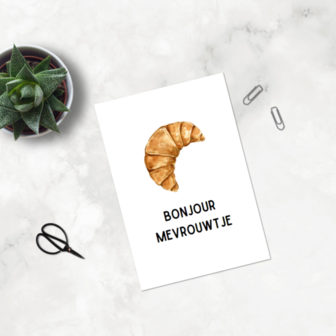 Bonjour mevrouwtje Croissant - Ansichtkaart