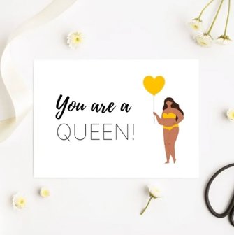 'You are a queen!' Vrouw met Ballon - Ansichtkaart