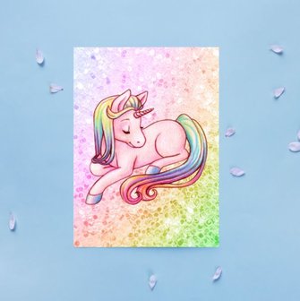 Regenboog Glitter Eenhoorn - Ansichtkaart