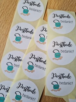 'Postbode bedankt!' met posttas - Set van 10 Stickers