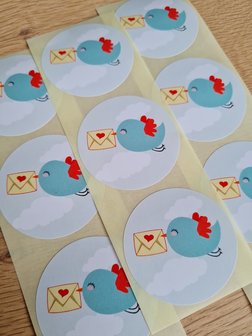 Vogel met Envelop - Set van 10 Stickers