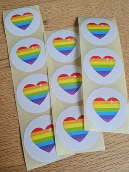 Regenboog Hartje - Set van 10 Stickers