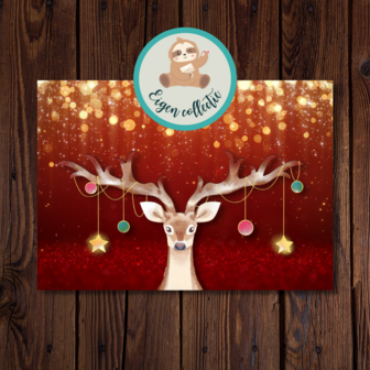 Hert Kerst met Glitters - Ansichtkaart