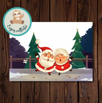 Kerstvrouw en Kerstman - Ansichtkaart