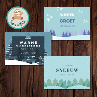 Blauwtinten Winter - Set van 3 Ansichtkaarten
