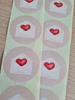 Envelop met Hartje Eruit - Set van 10 Stickers