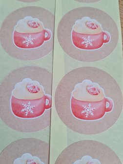Mok met Warme Kerstdrank - Set van 10 Stickers