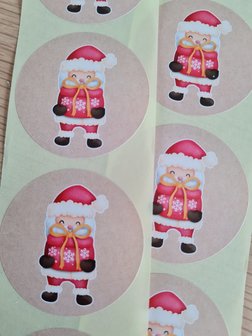 Kerstman met Cadeau - Set van 10 Stickers