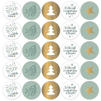 Kerstillustraties Cool - Set van 10 Stickers