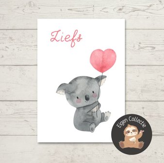 'Liefs' Koala met Ballon - Ansichtkaart