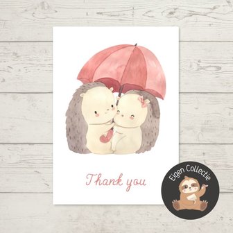 'Thank you' Egeltjes onder Paraplu - Ansichtkaart