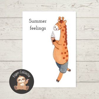 &#039;Summer feelings&#039; Giraffe met Ijsje - Ansichtkaart