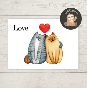 &#039;Love&#039; Katten met Hartje - Ansichtkaart