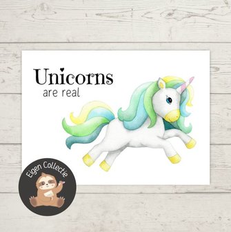 'Unicorns are real' Eenhoorn - Ansichtkaart