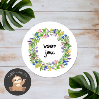 'Voor jou' Bloemen Krans - Set van 10 Stickers