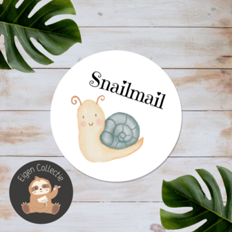 'Snailmail' Slak Speels Blauw - Set van 10 Stickers