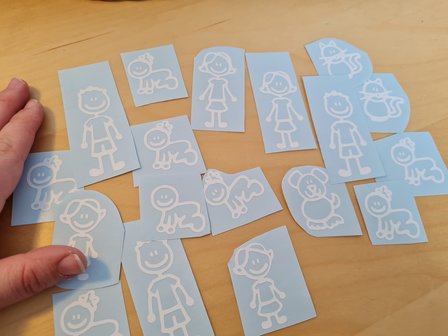 Set van 18 Stick-figures Stickers voor bijv op een auto / journal