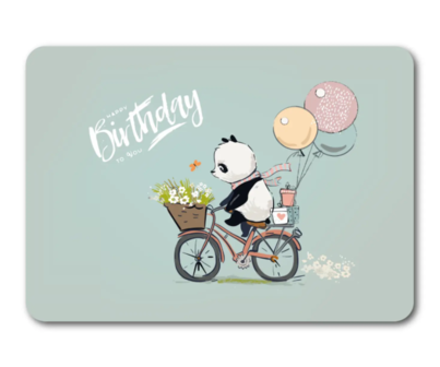 Happy Birthday to You Panda op Fiets - Ansichtkaart