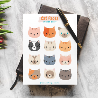 Katten Gezichten - Stickervel