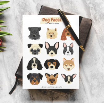 Honden Gezichten - Stickervel