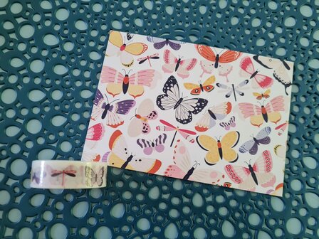 Vlinders Vlinder Patroon - Set van Washi Tape en Ansichtkaart