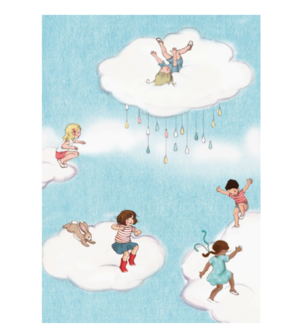 'Cloud Jumping' Springen op Wolken Kinderen - Ansichtkaart