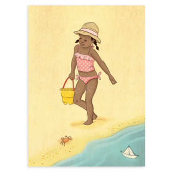 'Beach Day' Stranddag Meisje - Ansichtkaart
