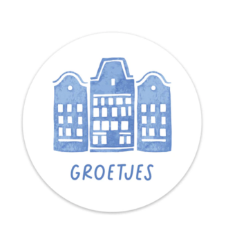 'Groetjes' Delfts Blauw Grachtenpandjes - Set van 10 Stickers