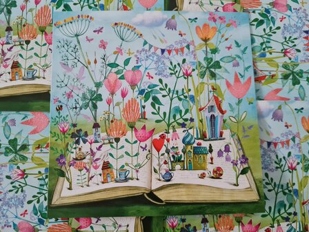 Boek met Bloemen Erin - Vierkante Ansichtkaart