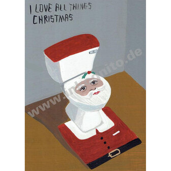 'I love all things Christmas' Kerst Toilet - Ansichtkaart