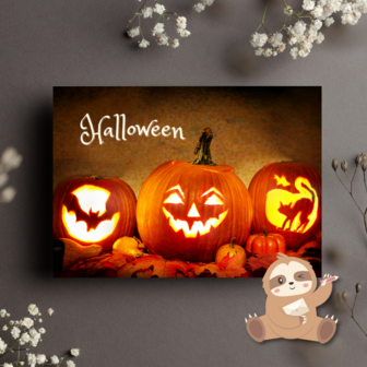 'Halloween' Pompoenen - Ansichtkaart