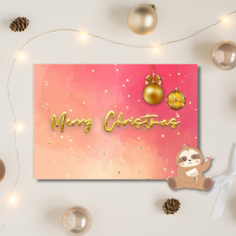'Merry Christmas' Roodtinten en Goud - Ansichtkaart