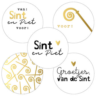 Sinterklaas Etiketten 5 designs assorti - Set van 10 Stickers