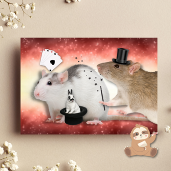 Goochelende Ratten Fantasie - Ansichtkaart