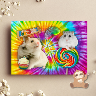 Hamsters en Regenbogen Fantasie - Ansichtkaart