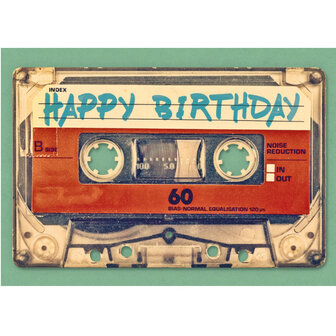 'Happy Birthday' Cassette Tape Bandje - Ansichtkaart