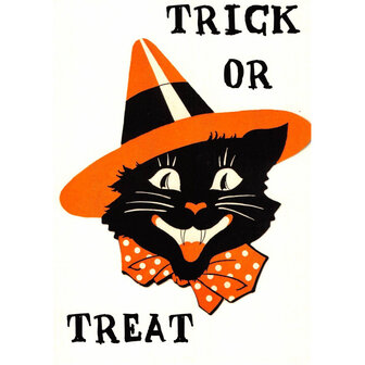 'Trick or Treat' Kat Halloween - Ansichtkaart