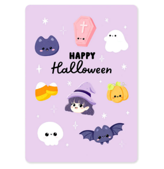 'Happy Halloween' Lila - Ansichtkaart