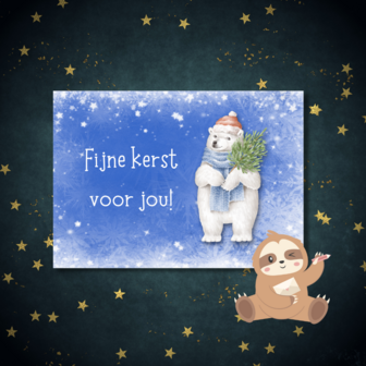 'Fijne kerst voor jou' IJsbeer - Ansichtkaart