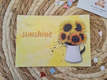 'Hello Sunshine'Zonnebloemen - Ansichtkaart