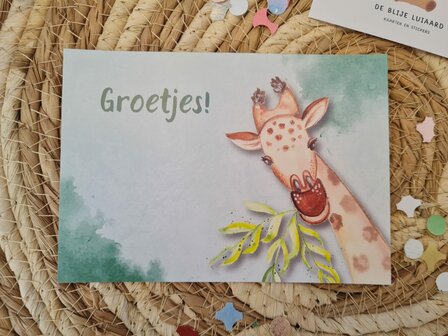 &#039;Groetjes!&#039; Giraffe - Ansichtkaart