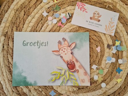 &#039;Groetjes!&#039; Giraffe - Ansichtkaart