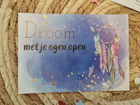 &#039;Droom met je ogen open&#039; Dromenvanger Donkerblauw - Ansichtkaart