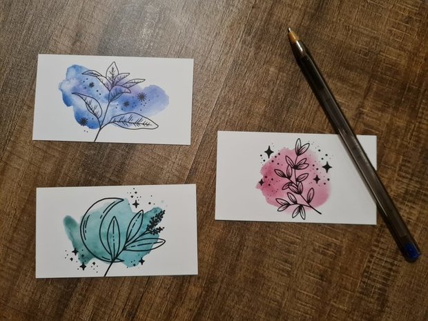 Watercolor Plantjes - Set van 3 Minikaartjes