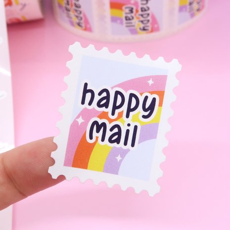 Happy Mail Postzegelvorm - Set van 10 Stickers