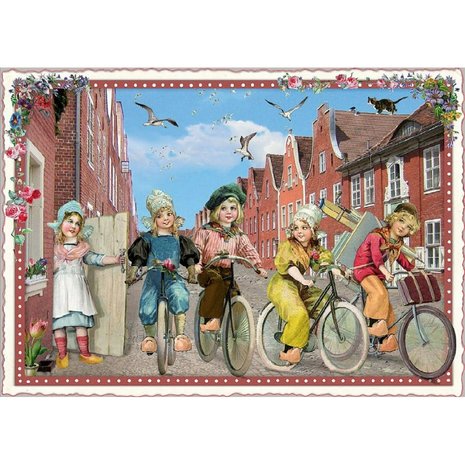 Fietsen Oud Hollands - Ansichtkaart