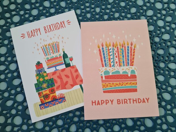 Verjaardag Birthday - Set van 2 Ansichtkaarten