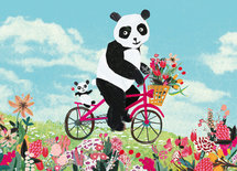 Panda op Fiets - Ansichtkaart