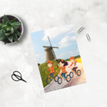 Fietsen in Hollands landschap - Ansichtkaart
